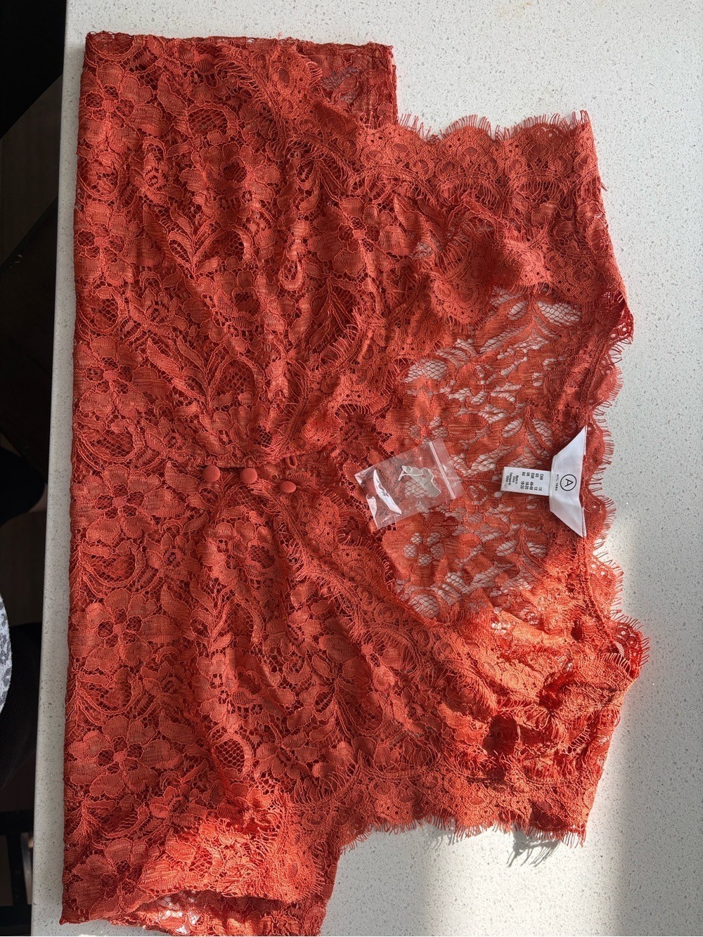 Pennington’s Lace Button-Front Shell Top - Orange - Picture 4 of 5